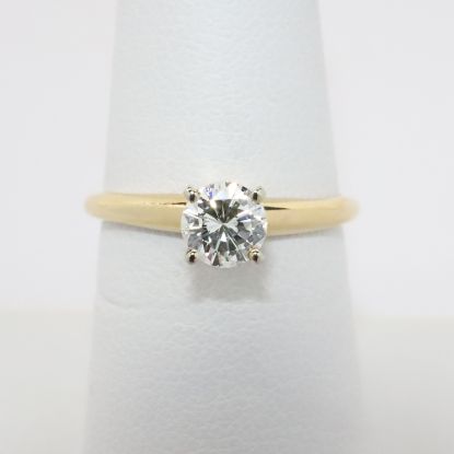 Picture of 14k Yellow Gold & Round Brilliant Cut Diamond Solitaire Engagement Ring