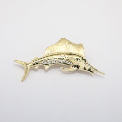 Picture of 14k Yellow Gold & Diamond Sailfish Slide Pendant