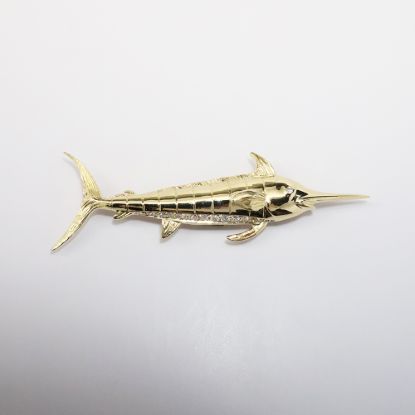 Picture of 14k Yellow Gold & Diamond Swordfish Slide Pendant