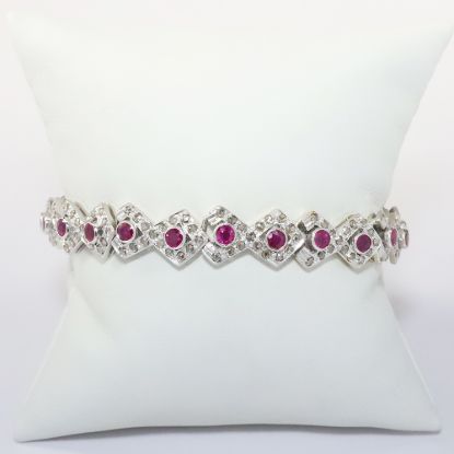 Picture of Art Deco Inspired 14k White Gold, Diamond & Ruby Bracelet