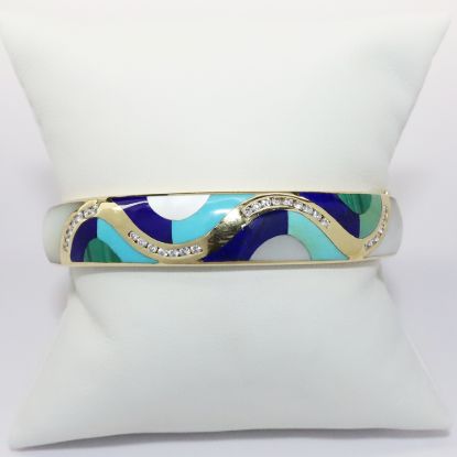 Picture of 14k Yellow Gold Gemstone Diamond Bangle 
