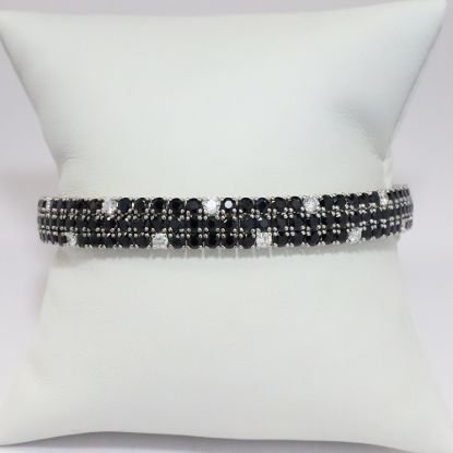 Picture of 14k White Gold & Blue-Black Sapphire Bracelet with Diamond Accents