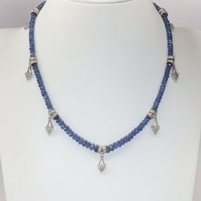 Picture of 14k White Gold Sapphire & Diamond Necklace