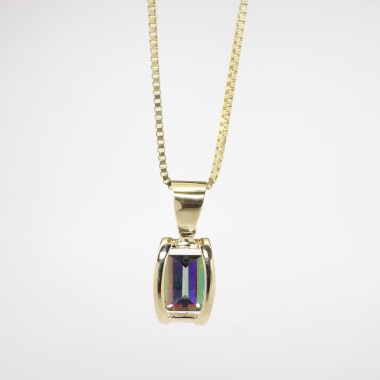 Picture of 14k Yellow Gold & Fantasy Cut Mystic Topaz Necklace