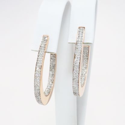 Picture of 14k Rose Gold & Pavé Set Diamond Open Hoop Earrings