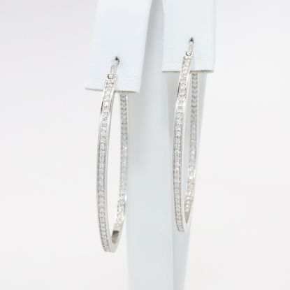 Picture of 14k White Gold & Diamond Oval Inside Out Hoop Earrings