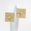 Picture of 14k Yellow Gold Square Lever Back Statement Earrings with Pavé Set Diamonds