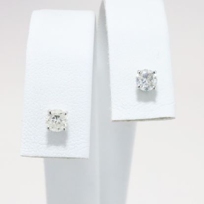 Picture of 14k White Gold & Diamond Solitaire Stud Earrings