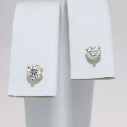 Picture of 14k Yellow Gold & Round Brilliant Cut Diamond Solitaire Stud Earrings
