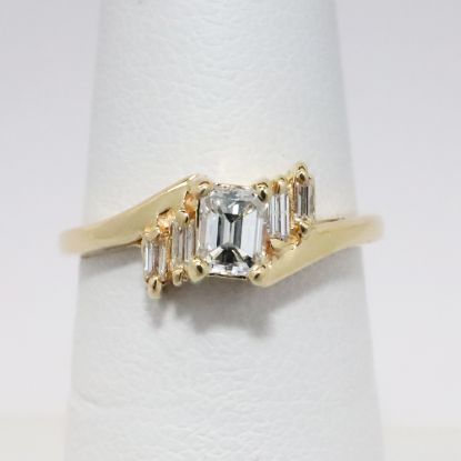 Picture of 14k Yellow Gold & Emerald Cut Diamond Ring with Baguette Cut Accents