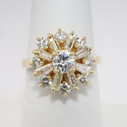 Picture of 14k Yellow Gold Round Brilliant & Baguette Cut Diamond Ring