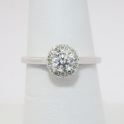 Picture of 14k White Gold & Round Brilliant Cut Diamond Engagement Ring with Halo
