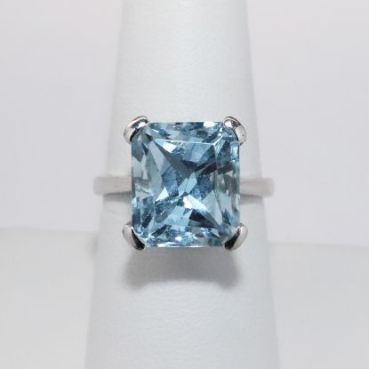 Picture of 9k White Gold & Rectangular Mixed Cut Aquamarine Ring