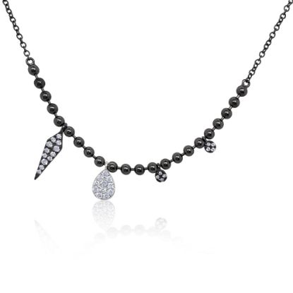 Picture of White Gold and Black Rhodium Charm Necklace