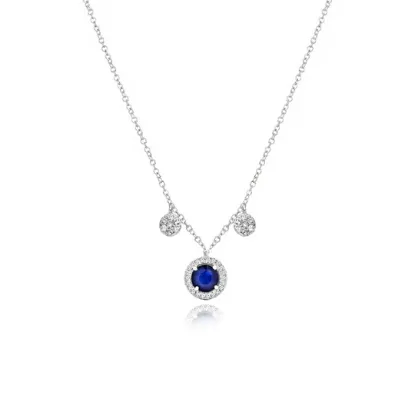 Picture of Dainty Blue Sapphire and Diamonds Necklace