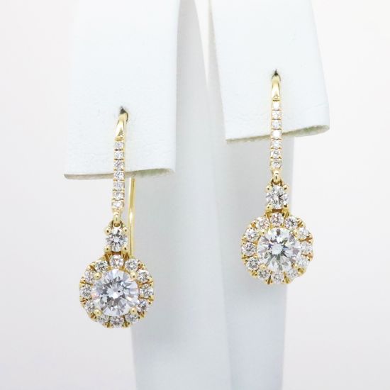 Picture of 14k Yellow Gold Dangle Diamond Earrings 