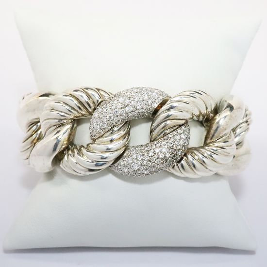 Picture of  David Yurman Sterling Silver & Diamond  Chunky Chain Bracelet 