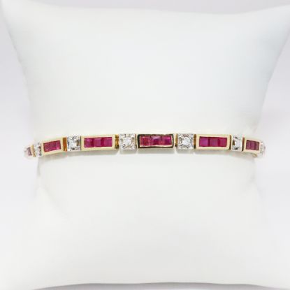 Picture of 14k Yellow Gold Ruby & Diamond Bracelet 