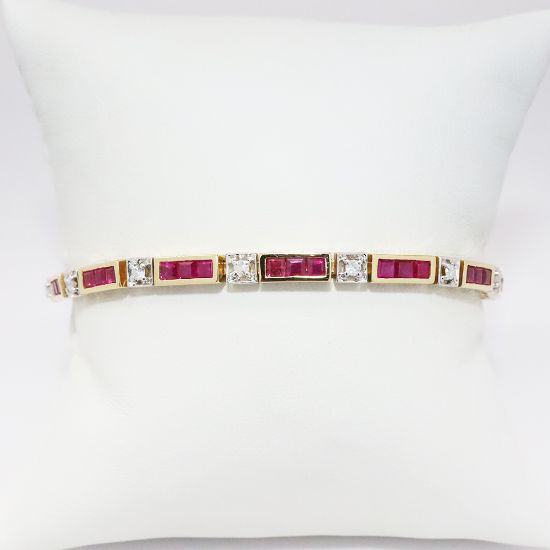 Picture of 14k Yellow Gold Ruby & Diamond Bracelet 