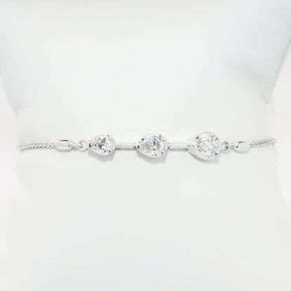 Picture of 14k White Gold & Triple Pear Cut Diamond Station Bracelet 