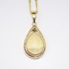 Picture of 14k Yellow Gold Necklace with Gold in Quartz Teardrop Pendant with Diamond Halo