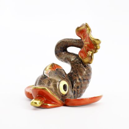Picture of Rare Herend Porcelain Brown & Rust Koi/Carp/Dolphin Card Holder