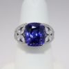Picture of Platinum & Rectangular Cushion Cut Tanzanite Ring with Mixed Cut Diamond Accents