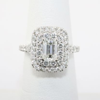 Picture of 14k White Gold Emerald Cut Diamond Engagement Ring 