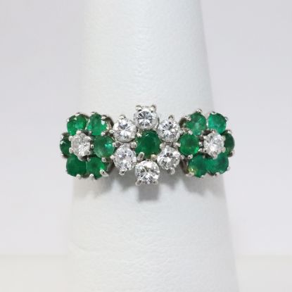 Picture of 14k White Gold Diamond & Emerald Ring 