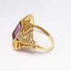 Picture of Antique Art Deco 14k Yellow Gold Filigree & Baguette Cut Amethyst Ring with Diamond Accents