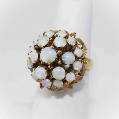 Picture of Vintage 12k Yellow Gold & Opal Cabochons Thai Princess Style Ring