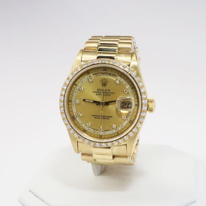 Picture of 18k Yellow Gold Diamond President Oyster Perpetual Rolex Watch 