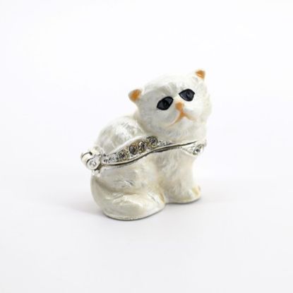 Picture of Kingspoint Designs Bianca the White Persian Kitten Mini Trinket Box