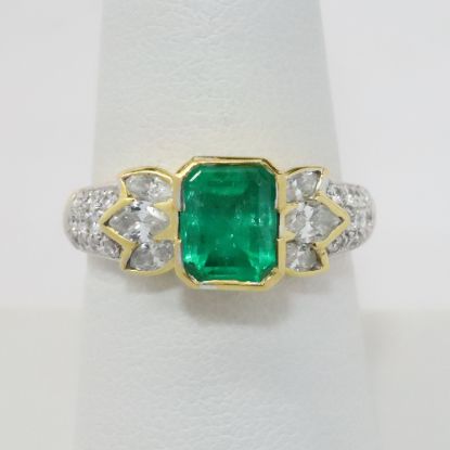 Picture of 18k Two Tone Emerald & Diamond Ring 