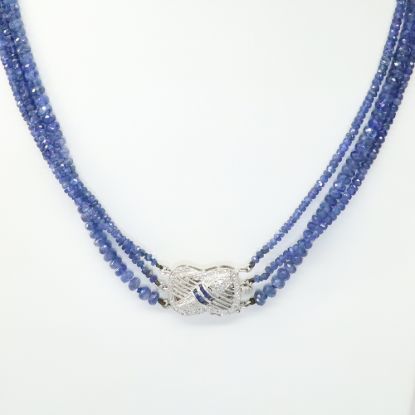 Picture of Multi-Strand Sapphire Bead Necklace with 14k Diamond Clasp 