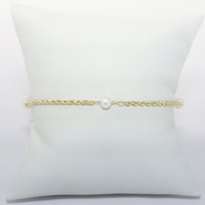 Picture of 14k Yellow Gold Pearl Anklet 