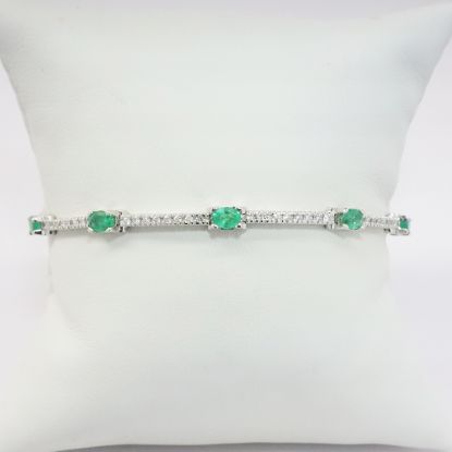 Picture of 14k White Gold Emerald & Diamond Bracelet 