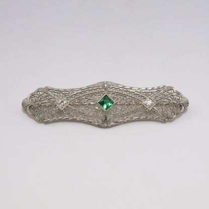 Picture of Antique 14k White Gold Filigree Brooch 
