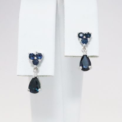 Picture of 14k White Gold Sapphire Dangle Earrings 