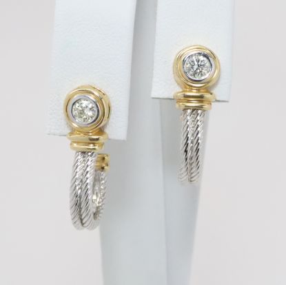 Picture of 14k Two Tone Gold Diamond Dangle Earrings 