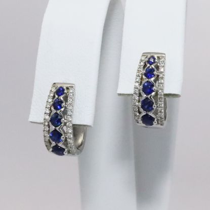 Picture of 14k White Gold Diamond & Sapphire Earrings 