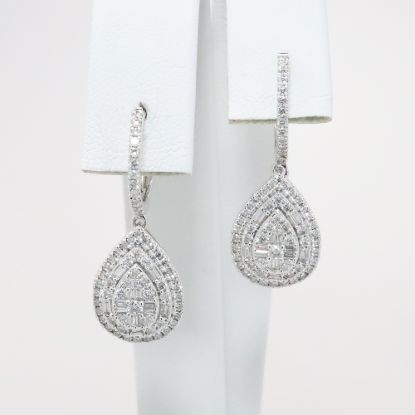 Picture of 10k White Gold Diamond Dangle Earrings 