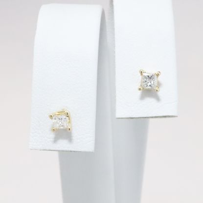 Picture of 14k Yellow Gold .25CTW Diamond Princess Cut Studs 