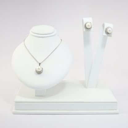 Picture of 14k White Gold Pearl & Diamond Earrings/Necklace Set 