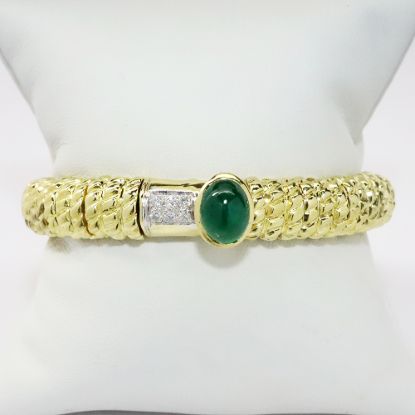 Picture of 18k Yellow Gold, Emerald Cabochon & Diamond Bracelet