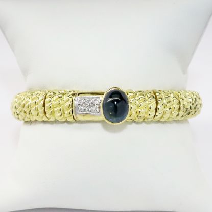 Picture of 18k Yellow Gold, Sapphire Cabochon & Diamond Bracelet 