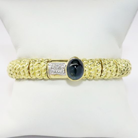 Picture of 18k Yellow Gold, Sapphire Cabochon & Diamond Bracelet 
