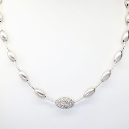 Picture of 18k White Gold Station Necklace with Diamond Accented Center Station