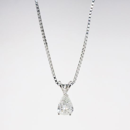 Picture of 14k White Gold Necklace with Pear Cut Diamond Pendant