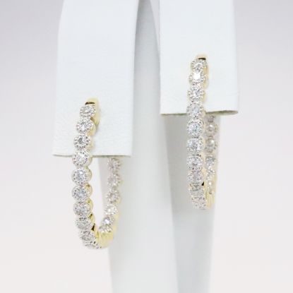 Picture of 14k Two-Tone Gold & Diamond Hoop Earrings 